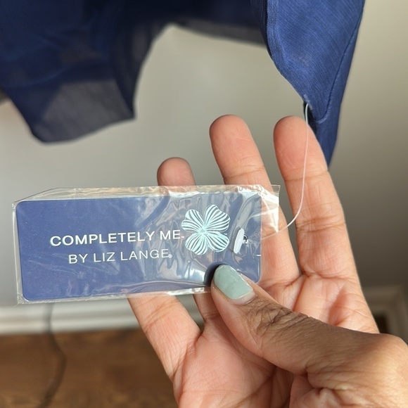 NWT Liz Lang Blue Sheer Coverup Lingerie Blouse Size Large - Picture 9 of 11